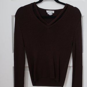 St. John Sport by Marie Gray V-Neck Brown Sweater